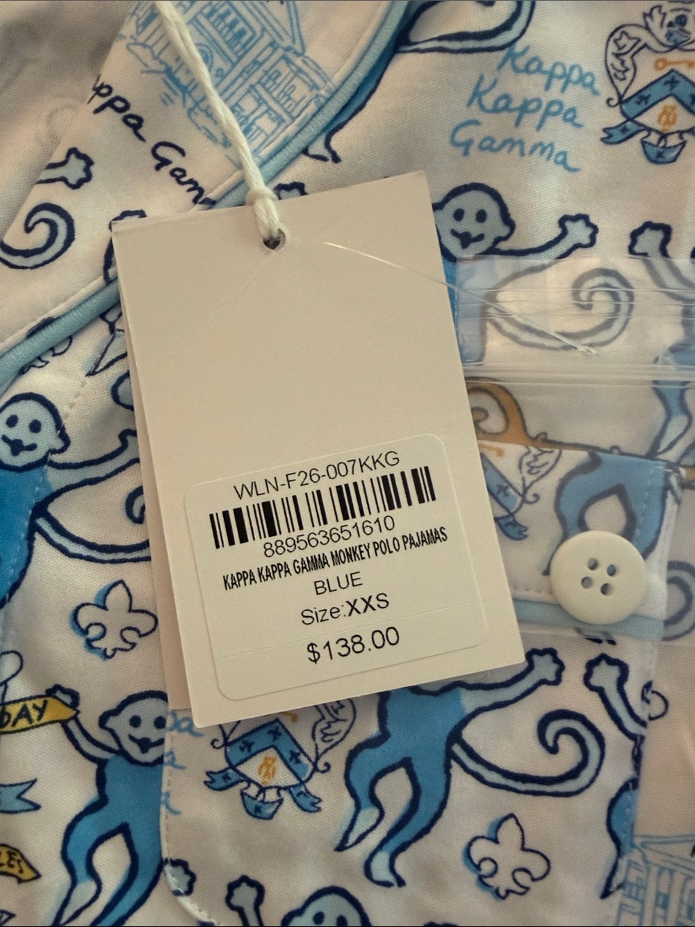 Kappa Kids Blue Monkey Print Short Pajama Set - Picture 2 of 3